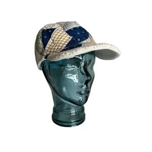 OOAK Vintage Reversible 1910 Indigo Quilt & Irish Linen Snapback Hat